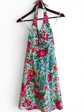 Chaps Colorful Floral Halter Dress Size 4 EUC